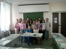 International Management students after the job interview with professor Claire Bouley